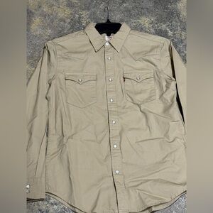 Levi's Men’s Small Western Long Sleeve Shirt Snap Closure Khaki | NWT